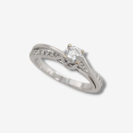 Anillo de Compromiso c/ Aro de Diamantes & Corazones - Oro Blanco 14Kts - Image 2