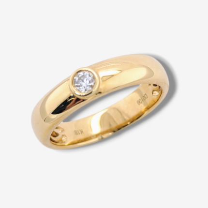Anillo Aro Media Cana c/ Diamante Engastado - Oro Amarillo 18Kts