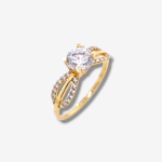 Anillo de Compromiso con Cintillo de Diamantes (0.18 Ct) y Zircon Central - Oro Amarillo 18 Kts - Image 15
