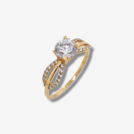 Anillo de Compromiso con Cintillo de Diamantes (0.18 Ct) y Zircon Central - Oro Amarillo 18 Kts - Image 16