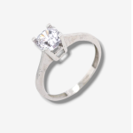 Anillo de Compromiso Solitario con Zircón - Oro Blanco 14Kts