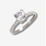 Anillo de Compromiso Solitario con Zircón - Oro Blanco 14Kts - Image 3