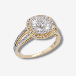 Anillo Compromiso c/ Diamantes Pave Baguette - Oro Dos Tonos 14Kts