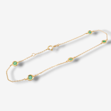 Brazalete (18.5 cm) Tejido Cable c/ Esmeraldas - Oro Amarillo 18Kts