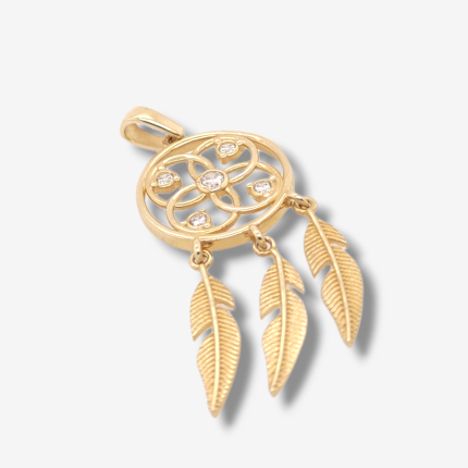 Dije (13 mm) Atrapasuenos c/ Zircones - Oro Amarillo 14Kts