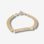 Brazalete (18 + 1 cm) Tejido Chino (6 mm) c/ Placa - Oro Amarillo 14Kts