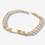 Brazalete (22 cm) Esclava Placa c/ Tejido US Link & Cierre Lobster - Oro Amarillo 18Kts