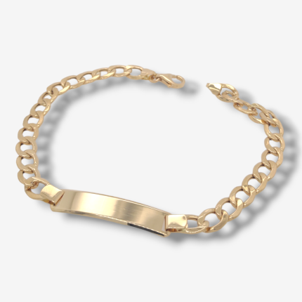 Brazalete (22 cm) Esclava Placa c/ Tejido US Link & Cierre Lobster - Oro Amarillo 18Kts