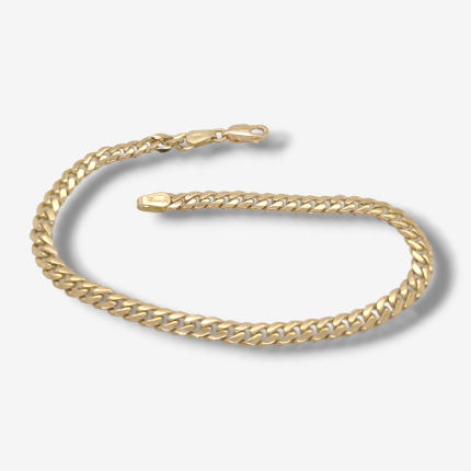 Brazalete (20.5 cm) Tejido Cubano Macizo c/ Cierre Lobster - Oro Amarillo 18Kts
