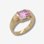 Anillo c/ Gema Rosa de Francia Corte Esmeralda - Oro Amarillo 18Kts