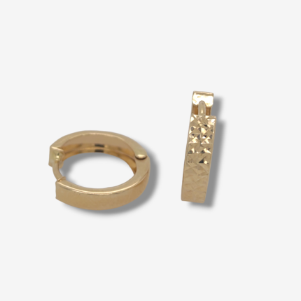 Huggies (15 mm) Reversibles Liso/Diamantados - Oro Amarillo 18Kts