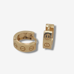 Huggies (11.5 mm) Tubo Rectangular c/ Circulos Estampados - Oro Amarillo 18Kts