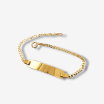 Brazalete (15 cm) Esclava Placa ID c/ Tejido US Link Macizo (2 mm) - Oro Amarillo 18Kts