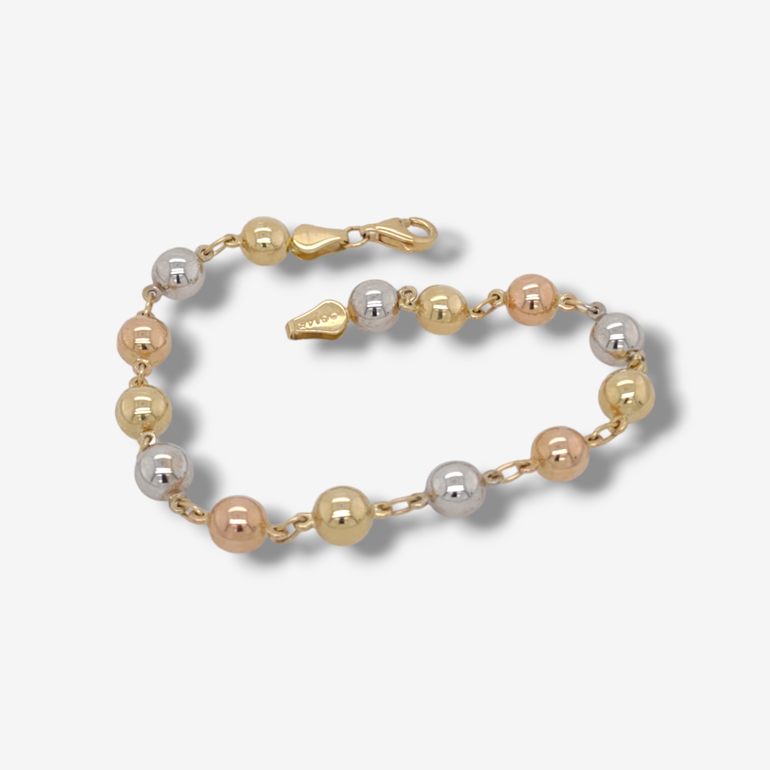 Photoroom-20240727_121228 Brazalete (18.5 cm) c/ Esferas Lizas (6 mm) - Oro Tres Tonos 14Kts - Image 1