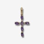 Cruz (17 x 26 mm) c/ Cuarzos & Zircones Pave - Oro Amarillo 14kts - Image 3