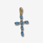 Cruz (17 x 26 mm) c/ Cuarzos & Zircones Pave - Oro Amarillo 14kts - Image 4