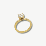 Anillo Compromiso Diamante LG (0.75 Ct) c/ Cintillo en V Diamantes Pave  - Oro Amarillo 18Kts
