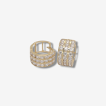 Huggies (12 mm) Anchos c/ 3 Lineas Zircones Pave - Oro Amarillo 18Kts