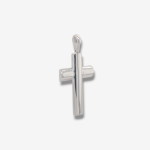Cruz (18 x 30 mm) Media Cana - Oro Blanco 14Kts