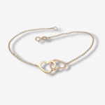 Brazalete (19 cm) Tejido Rolo c/ Corazones - Oro Amarillo 14Kts