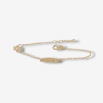 Brazalete (16 cm) Esclava Placa ID c/ Flor Pasante & Cierre Spring - Oro Amarillo 14Kts