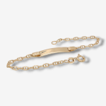 Brazalete (16 cm) Esclava Placa ID Tejido Macizo Alternado (2.5 mm) - Oro Amarillo 18Kts