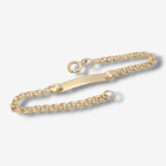 Brazalete (14 cm) Esclava Placa ID Tejido Chino (3 mm) - Oro Amarillo 18Kts