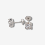 Zarcillos/Screwback Piochas 4 Prongs c/ Zircon Base Cuadrada - Oro Amarillo 14Kts - Image 10
