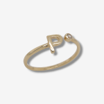 Anillo Abierto c/ Inicial (6 x 5 mm) & Zircon Biselado - Oro Amarillo 14Kts - Image 13