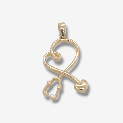 Dije (12 x 22 mm) Estetoscopio c/ Corazon - Oro Amarillo 14Kts