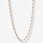 Cadena (45 cm) c/ Esferas Diamantadas (2.5 mm) - Oro Tres Tonos 14Kts