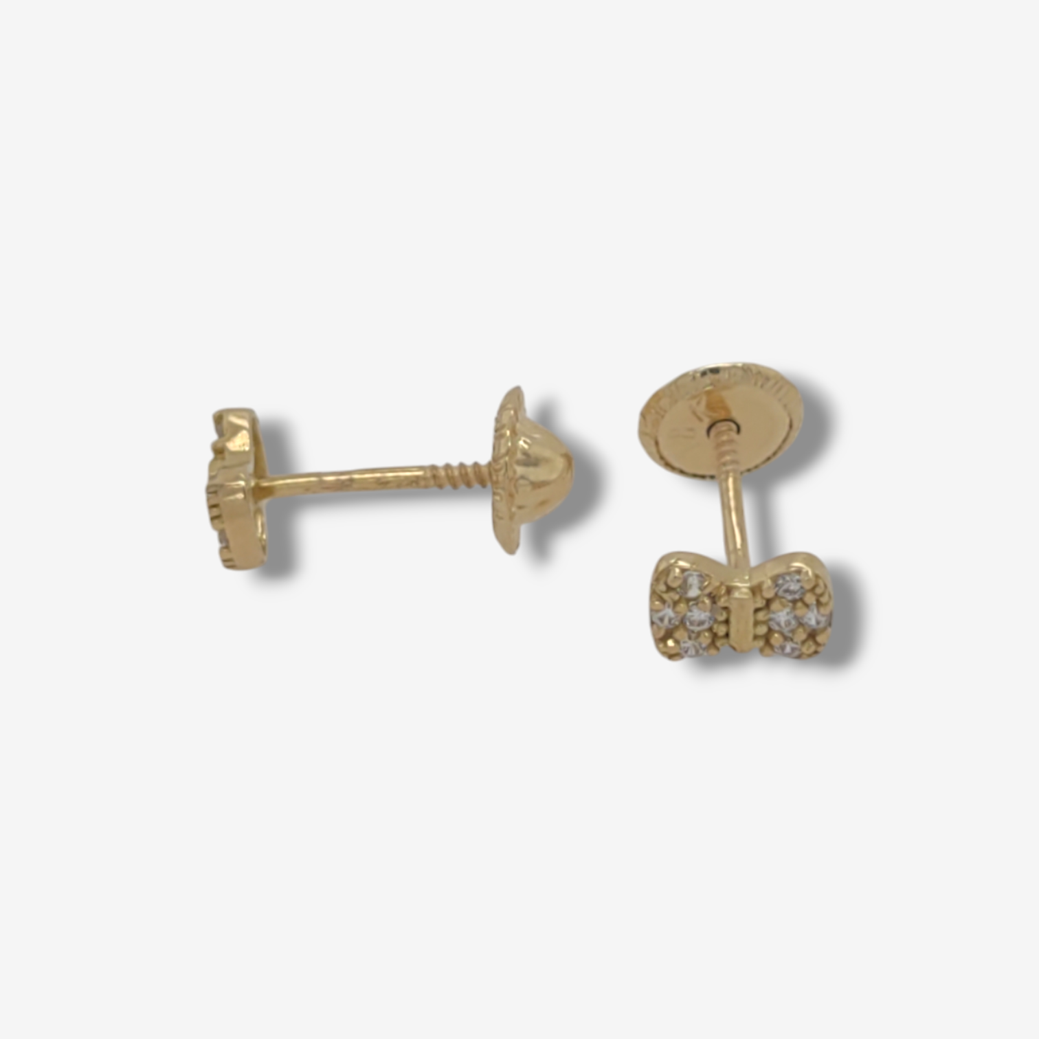 Photoroom-20241111_173509 Zarcillos (5 x 3 mm) Screwbacks Lazos c/ Zircones Pave - Oro Amarillo 18Kts - Image 1