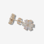 Zarcillos (11.2 mm) Post Flores Petalos de Opalos c/ Diamantes Central - Oro Amarillo 14Kts