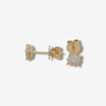 Zarcillos (5.3 mm) Post Piochas Diamantes Naturales 4 Prongs - Oro Amarillo 18Kts