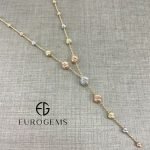 Cadena (40 + 4 cm) Militar c/ Esferas Diamantadas - Oro Tres Tonos 14Kts