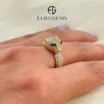 Anillo Pantera c/ Zircones Pave & Ojos Verdes - Oro Amarillo 18Kts