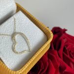 Cadena (40 + 5 cm) c/ Corazon Silueta & Diamantes (19 x 17 mm) - Oro 14Kts