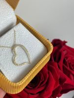 Cadena (40 + 5 cm) c/ Corazon Silueta & Diamantes (19 x 17 mm) - Oro 14Kts