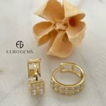 Zarcillos Huggies (14 mm) c/ Lineas de Zircones - Oro Amarillo 18Kts - Image 2