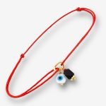 Pulserita Protección de Hilo Rojo c/ Azabache y Ojo Turco - Oro Amarillo 18Kts
