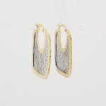 Zarcillos Rejilla Decorada (24 x 24 mm) - Oro Blanco & Oro Amarillo 14Kts