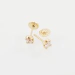 Zarcillos (3 mm) Piochas Base Cuadrada c/ Zircon (Abridores/Screwbacks) - Oro Amarillo 14Kts