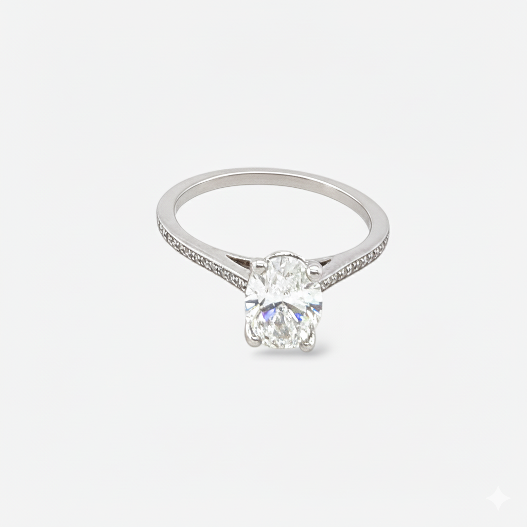 1769030350935.png Anillo (1.05 Ct) Compromiso Oval Diamante Labgrown & Aro de Diamantes Pave Naturales (0.10 Ct) - Oro Blanco 14Kts - Image 1