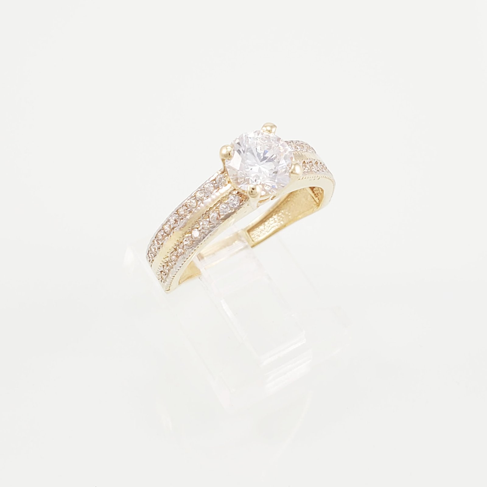 20201214_164408.jpg Anillo Compromiso con Doble linea de Cz Pave - Oro Amarillo 14Kts - Image 1