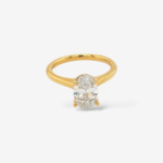 Anillo (1.02 Ct) Compromiso Diamante Labgrown Certificado Oval c/ Cesta de Diamantes Pave - Oro Amarillo 18Kts