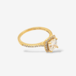 Anillo (1 Ct) Compromiso Diamante Labgrown Certificado Redondo c/ Halo & Aro c/ Diamantes - Oro Amarillo 18Kts - Image 2