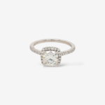 Anillo (1.08 Ct) Compromiso Diamante Labgrown Cushion Halo & Aro c/ 4 Prongs - Oro Blanco 18Kts