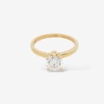 Anillo (1 Ct) Compromiso Diamante Labgrown Redondo Labgrown Certificado c/ Hidden en V (0.046 Ct) - Oro Amarillo 18Kts
