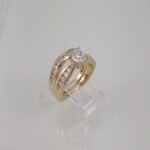 Set Anillo de Compromiso y Matrimonio c/ Diamantes & Zircon Central - Oro Amarillo 14Kts