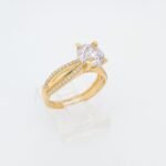 Anillo de Compromiso c/ Aro Doble & Zircones - Oro Amarillo 18Kts